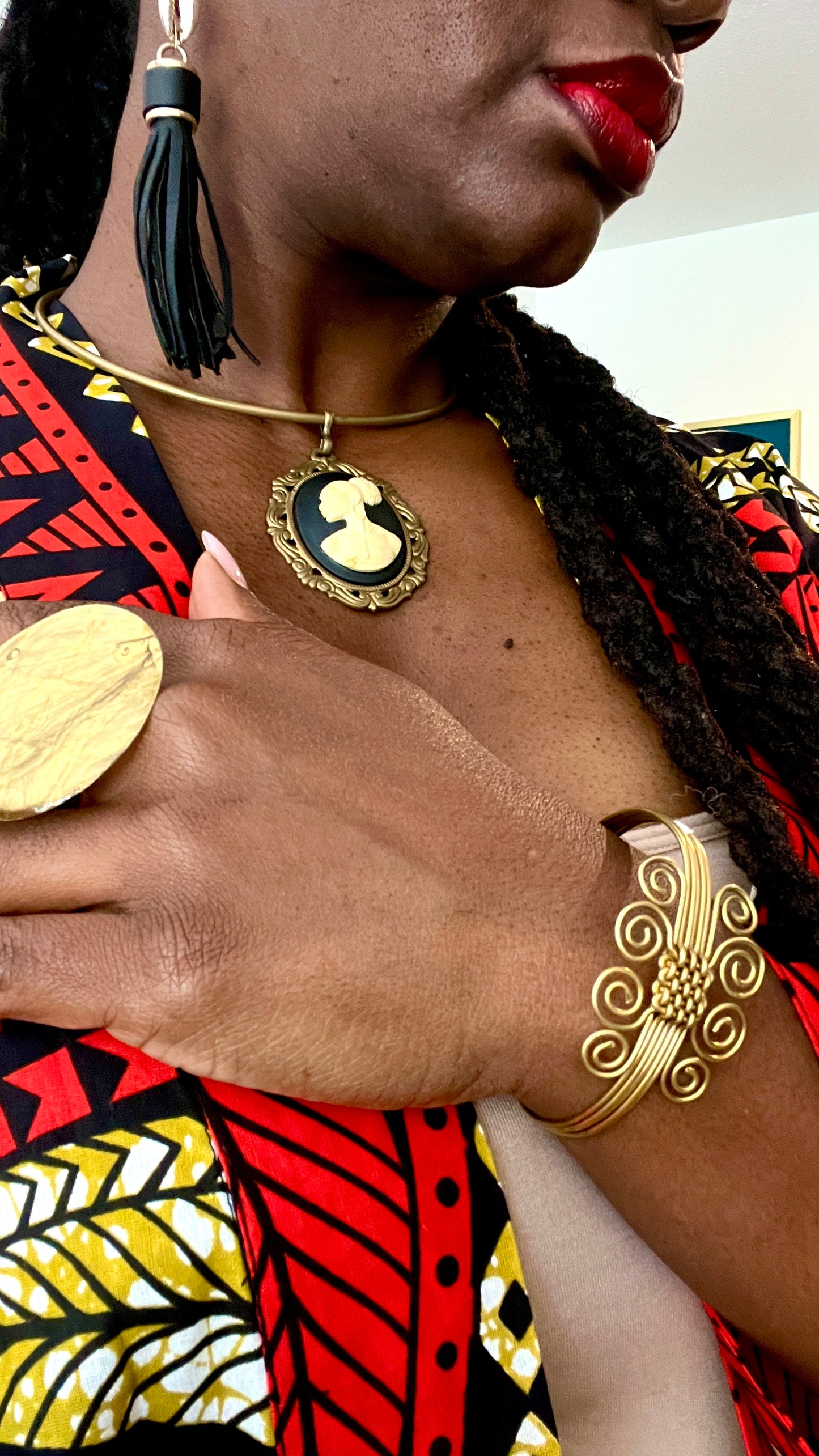 Adinkra Spiral Brass Cuff