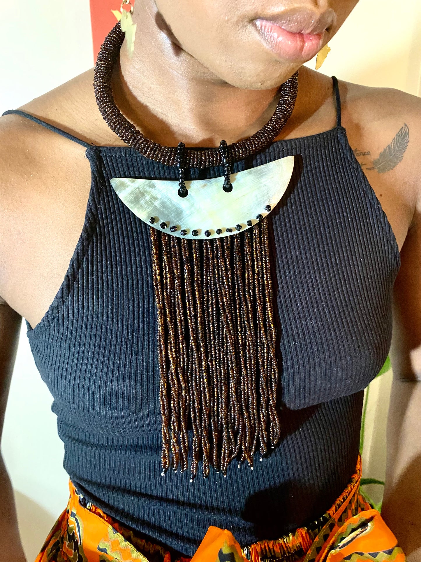 Tye Bead and Bone Choker