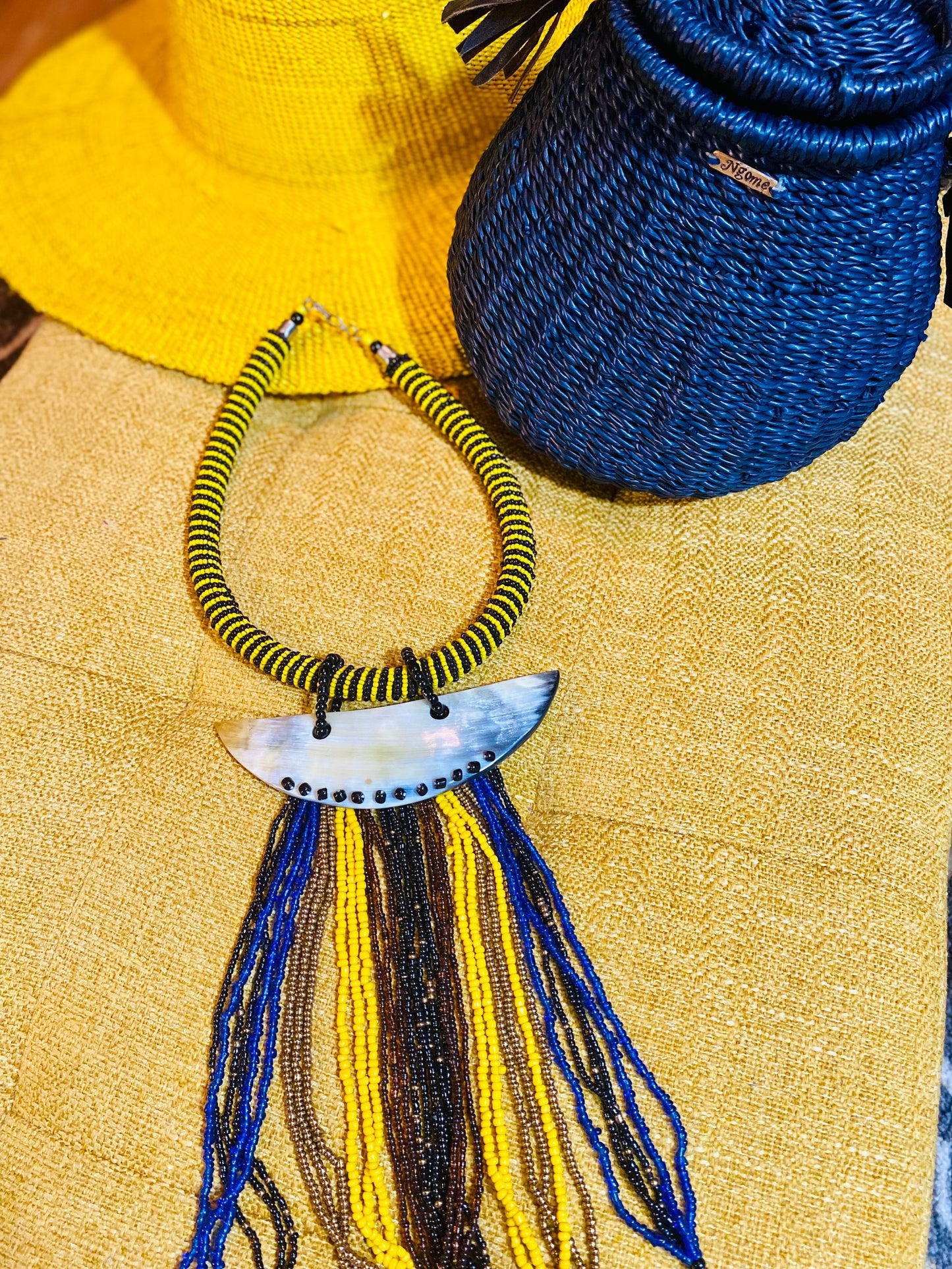 Tye Bead and Bone Choker