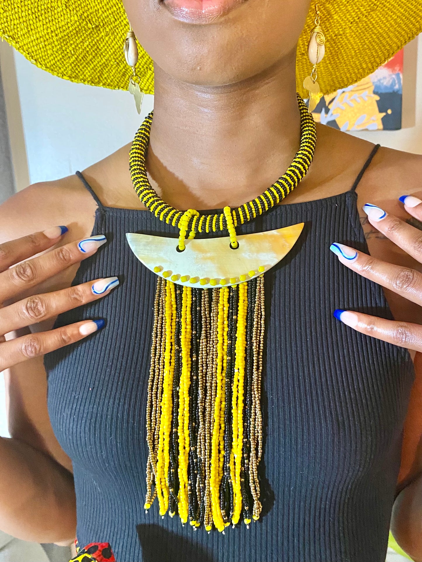 Tye Bead and Bone Choker