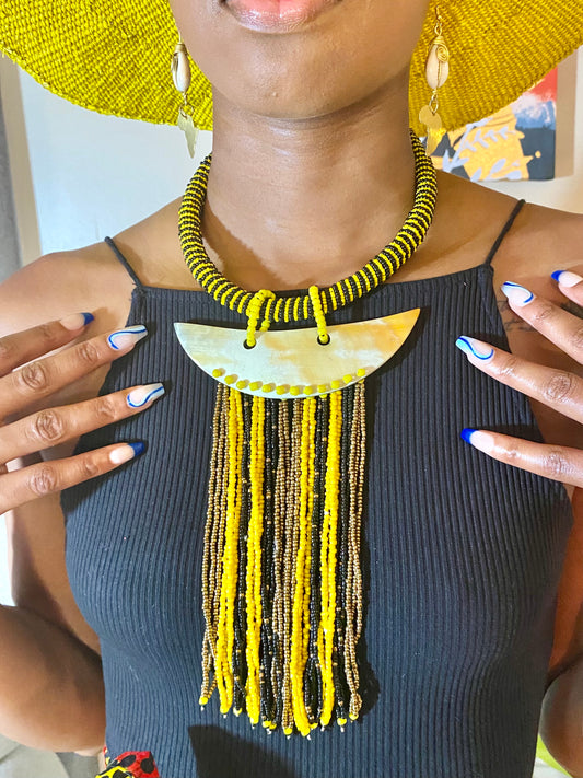 Tye Bead and Bone Choker