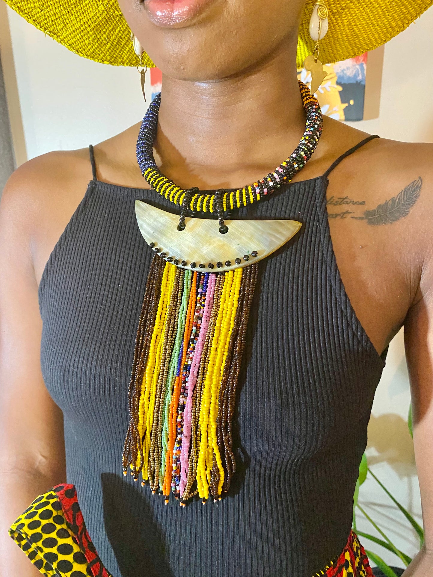 Tye Bead and Bone Choker