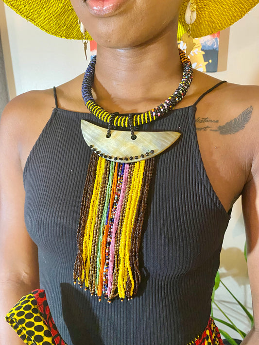 Tye Bead and Bone Choker