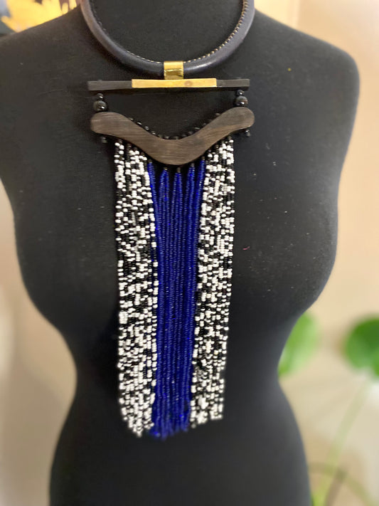 Nandi wood and brass beaded choker