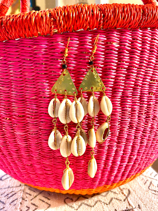 Sula Chandelier Cowrie Earrings
