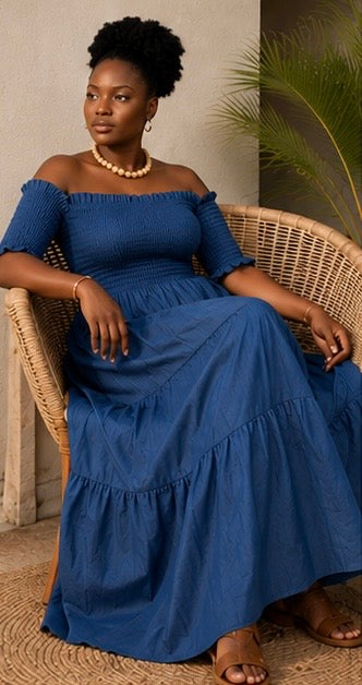 chambray maxi dress with sleeves Yours Women's Plus Size Blue Chambray Maxi Tea Dress Size 22-24