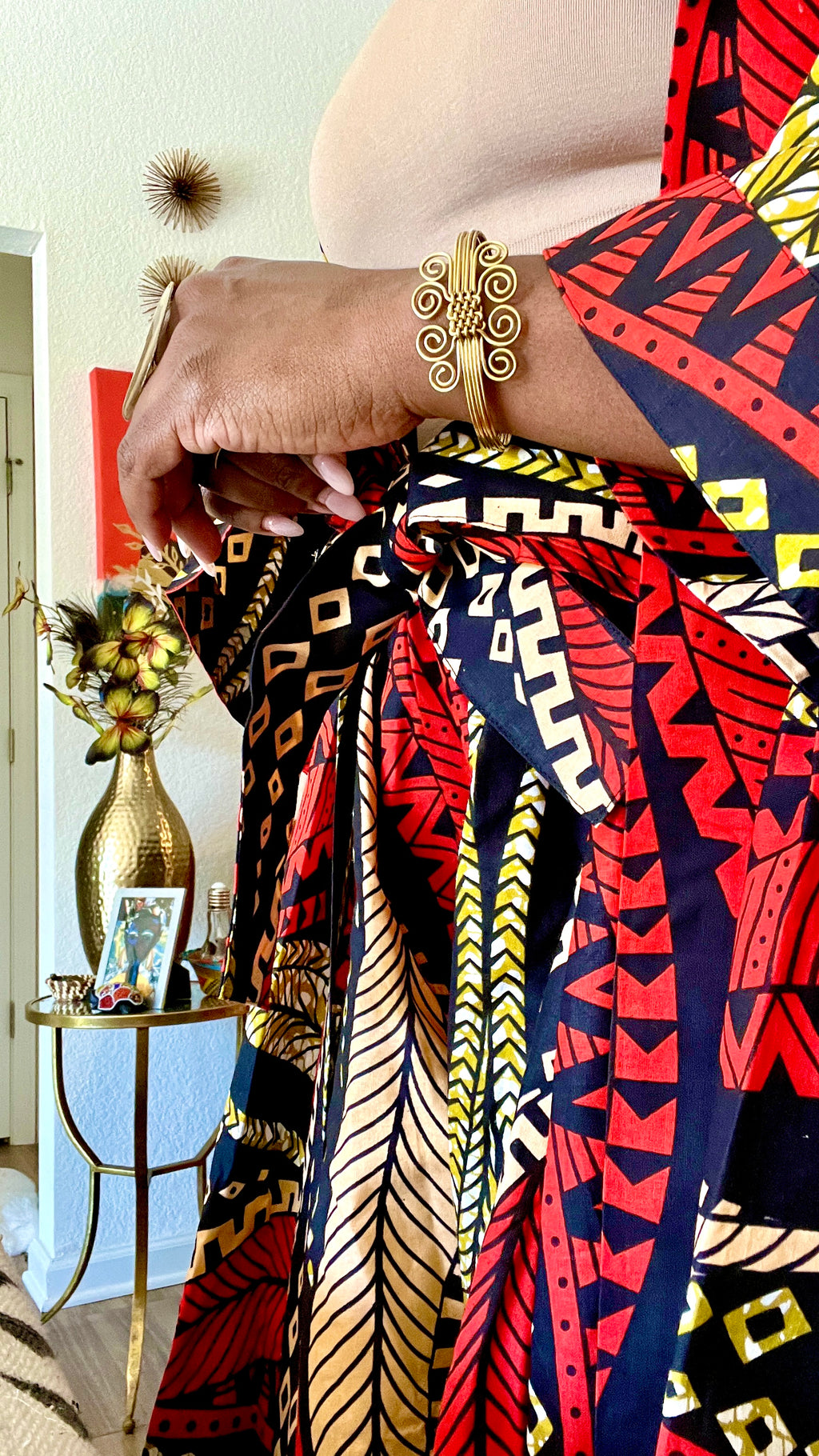 Adinkra Spiral Brass Cuff