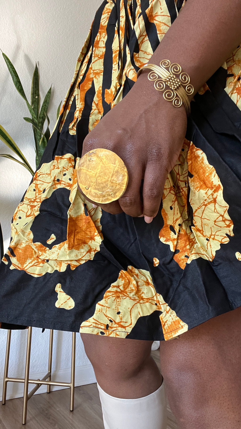 Adinkra Spiral Brass Cuff