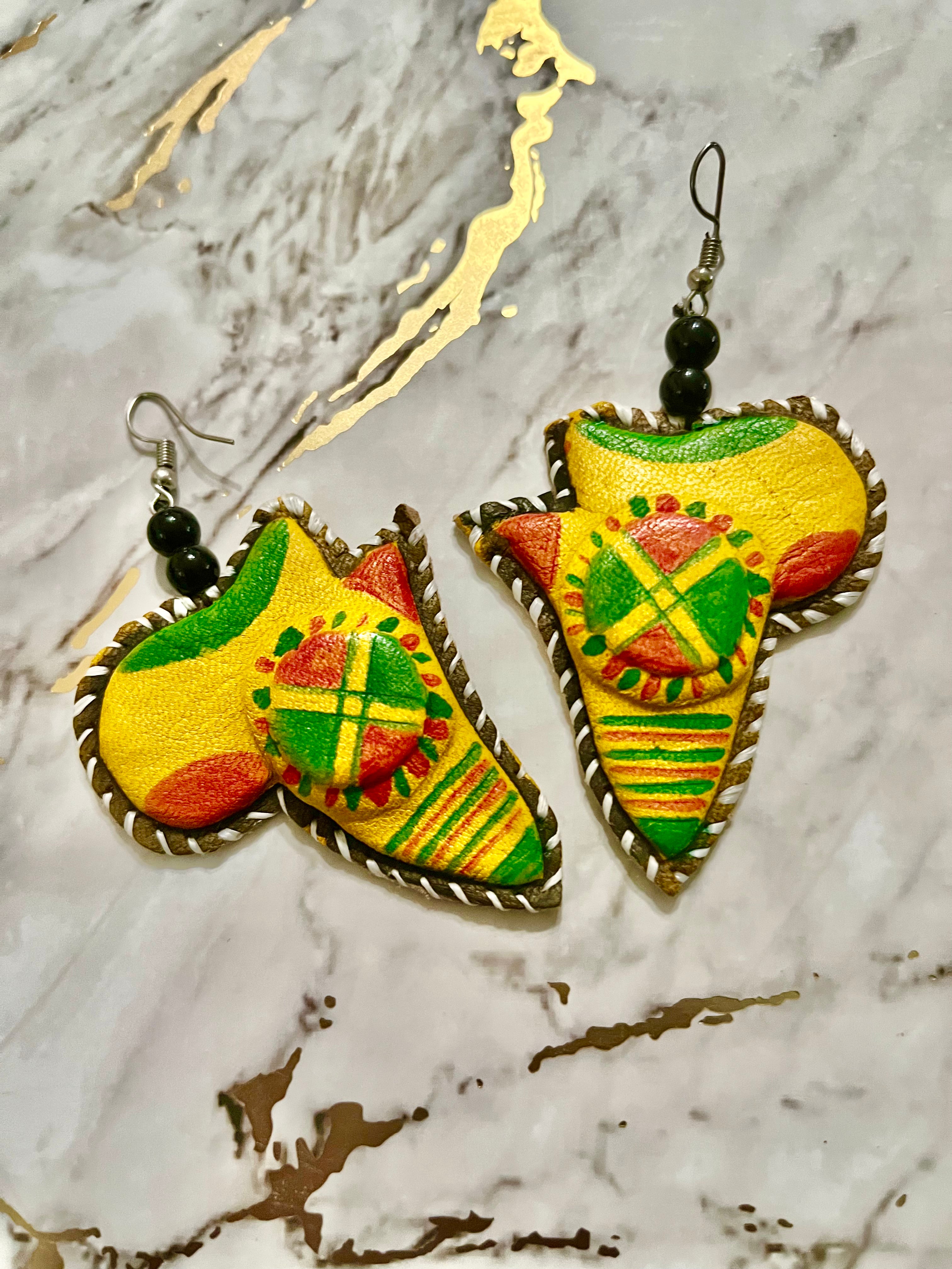 Afrique Leather Earrings