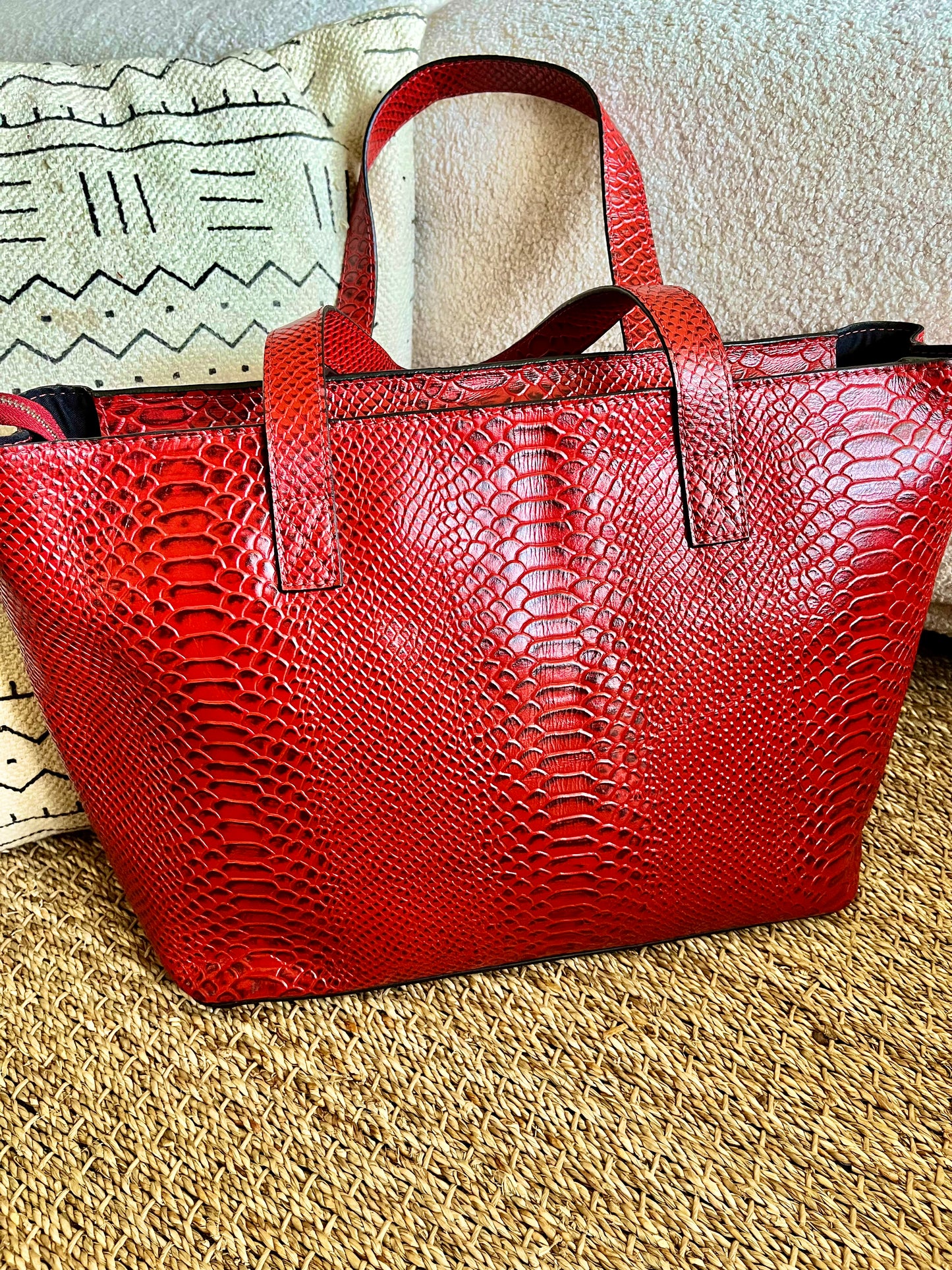 Izadora Red Leather Tote