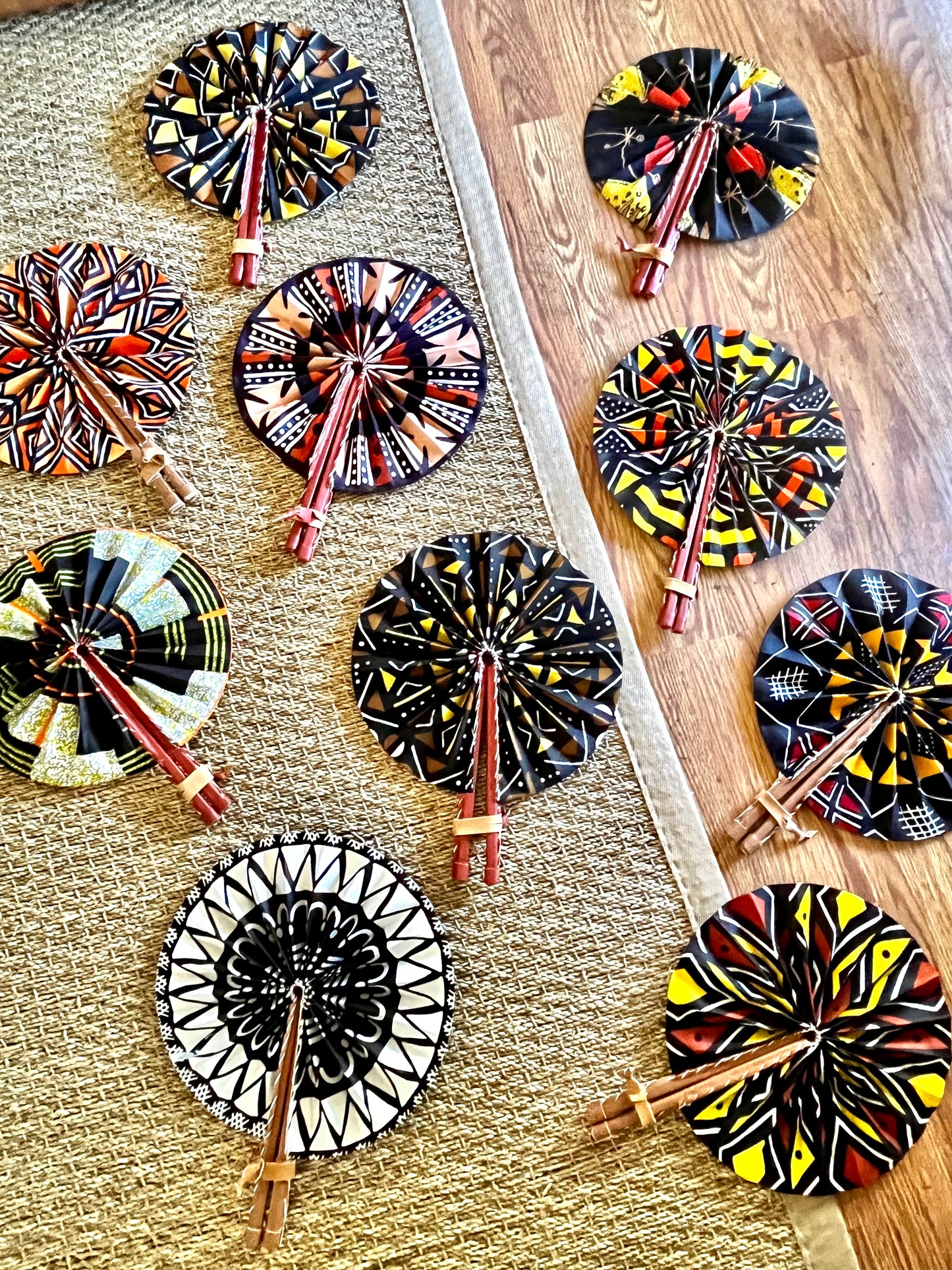 Noire Ankara Fabric Fans