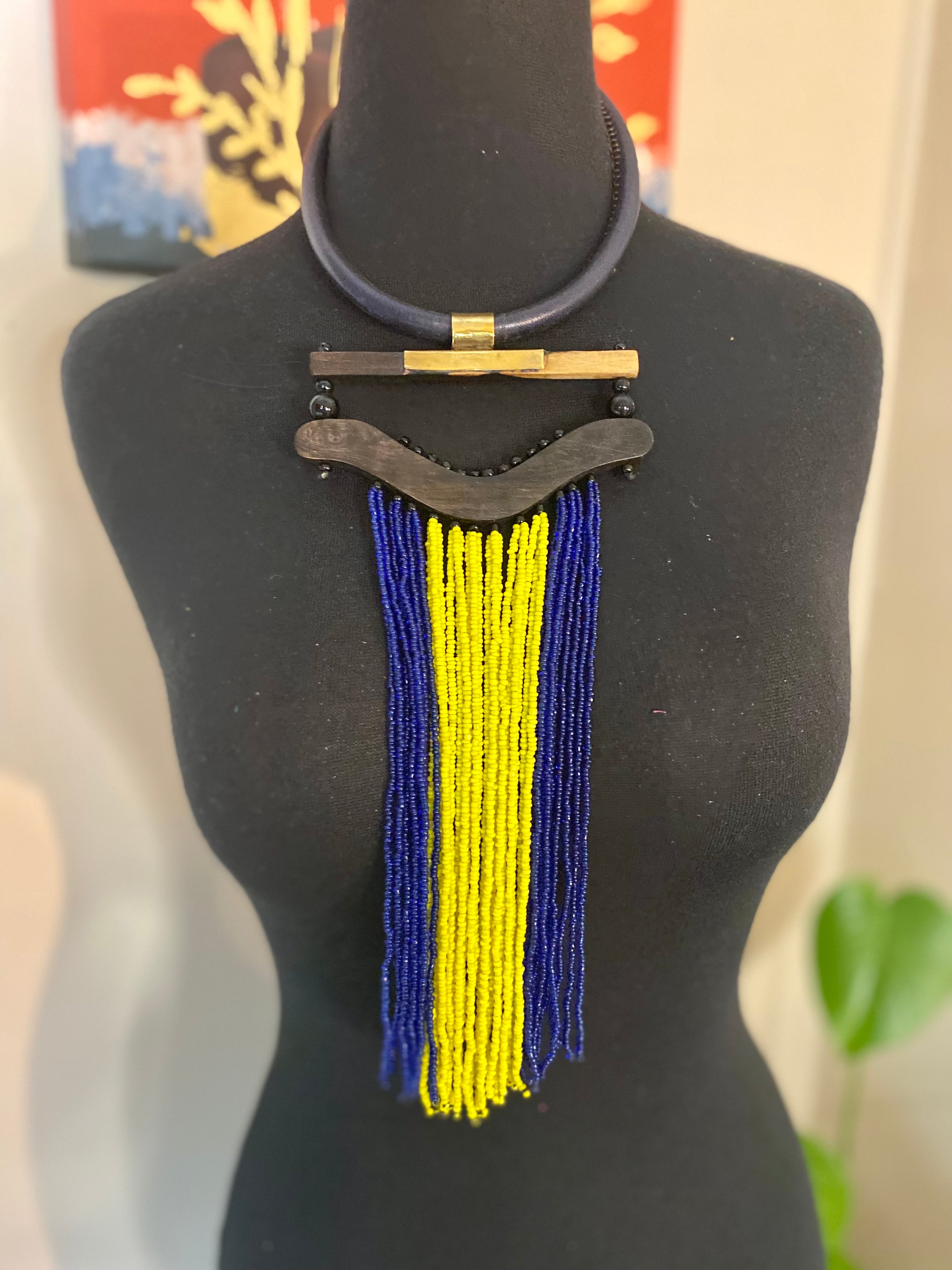 Nandi wood and brass beaded choker