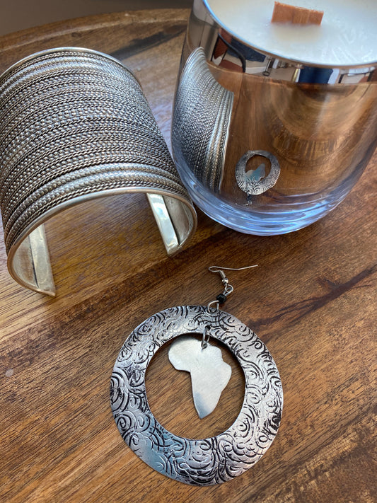 Silver Africa earrings