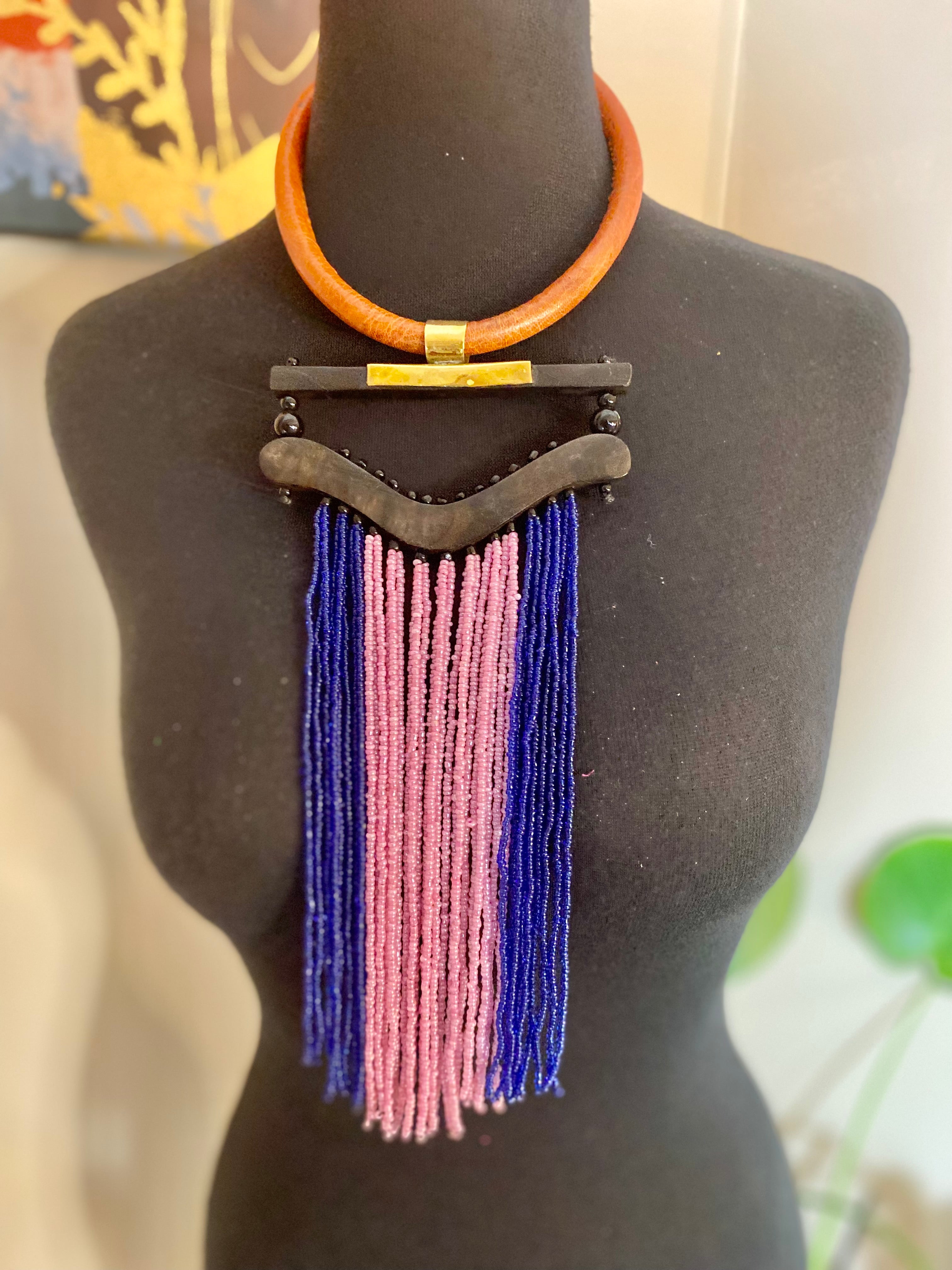 Nandi wood and brass beaded choker